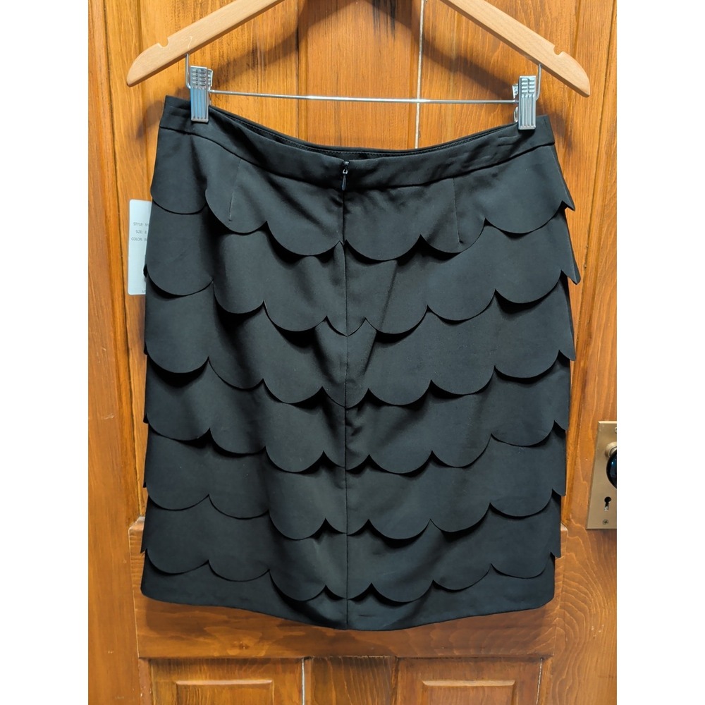 ZAC & RACHEL Black Skirt Scalloped Layered Sz 8 Evening Special Occasion Lined - Picture 2 of 8